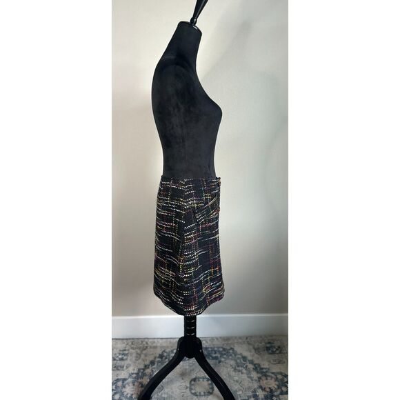 NWOT TRINA TURK Women's Black A-Line Mini Tweed Wool Button Front Skirt Size 10 - Picture 3 of 8